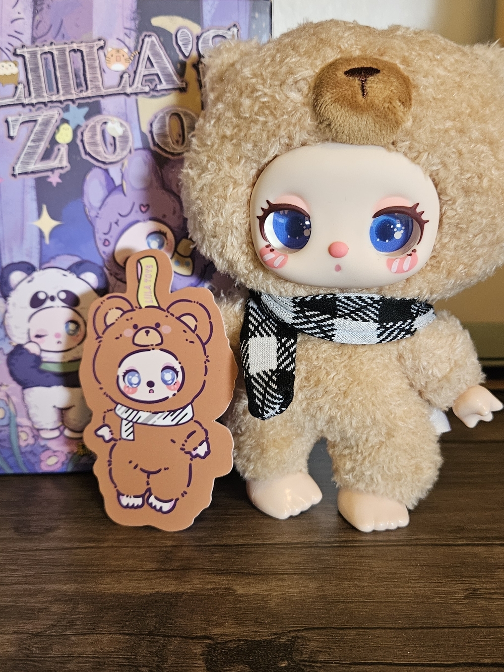 LIILA’S ZOO SECRET- Beige with Black Plaid Scarf